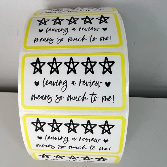 Leave a review stickers | 100 Thank you stickers  Packaging Supplies NEW - Picture 11 of 12